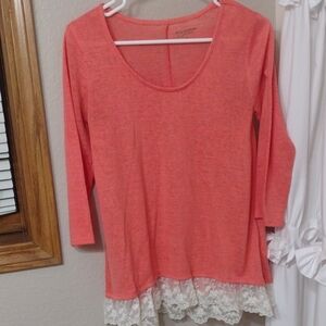 Apt. 9 Coral Lace Hem Women's Top